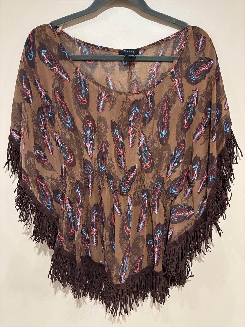 Boho western fringe feather top